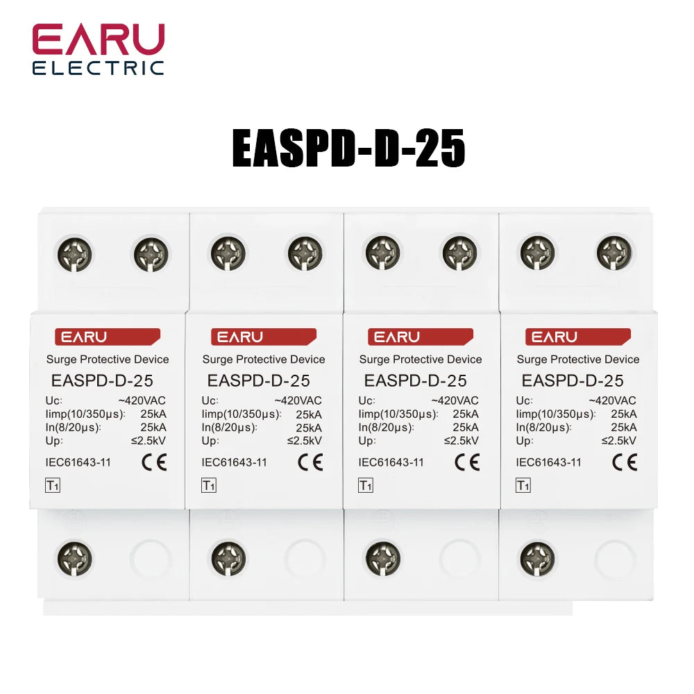 T1 Power Surge Protective Device SPD Arrester Low Voltage House 2P 3P 4P Surge Voltage Protection AC 420V 12.5KA 15KA 25KA