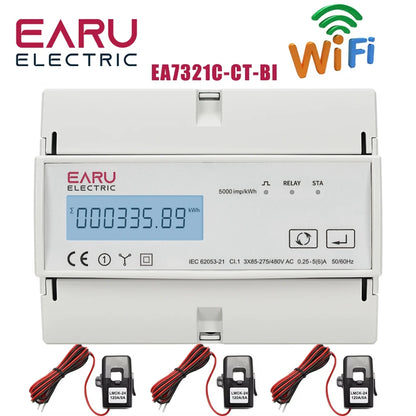 Tuya Smart Three-Phase Bidirectional Electricity Meter with WiFi & ZigBee for KWh Monitoring, featuring RS485 Interface AC 380V