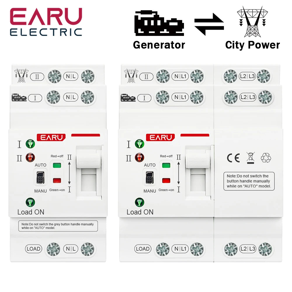 2P 4P 80A AC 230V 110V ATS Mini Automatic Transfer Switch Dual Power Electrical Selector Switches Uninterrupted Power Din Rail