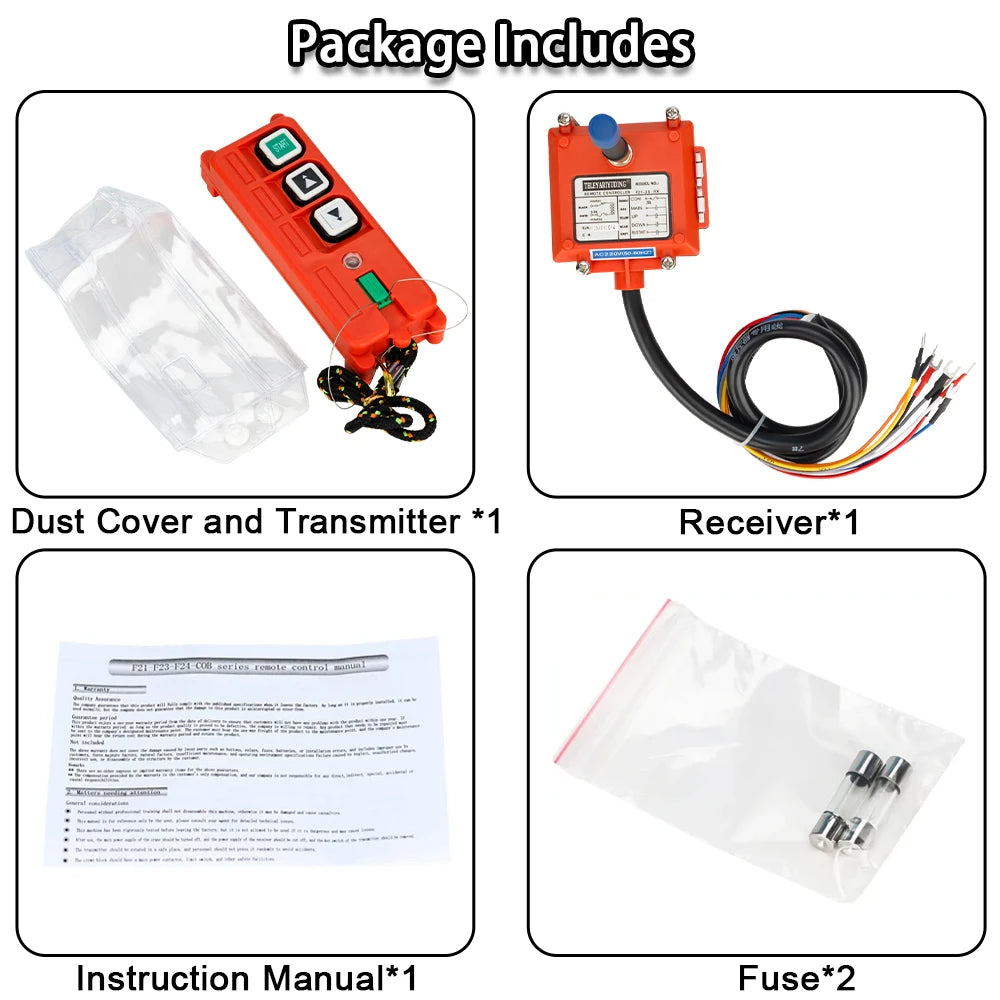 F21-2S Wireless Industrial Remote Controller Electric Hoist Remote Control Winding Engine Sandblast Switches UHF 433mhz 3 button