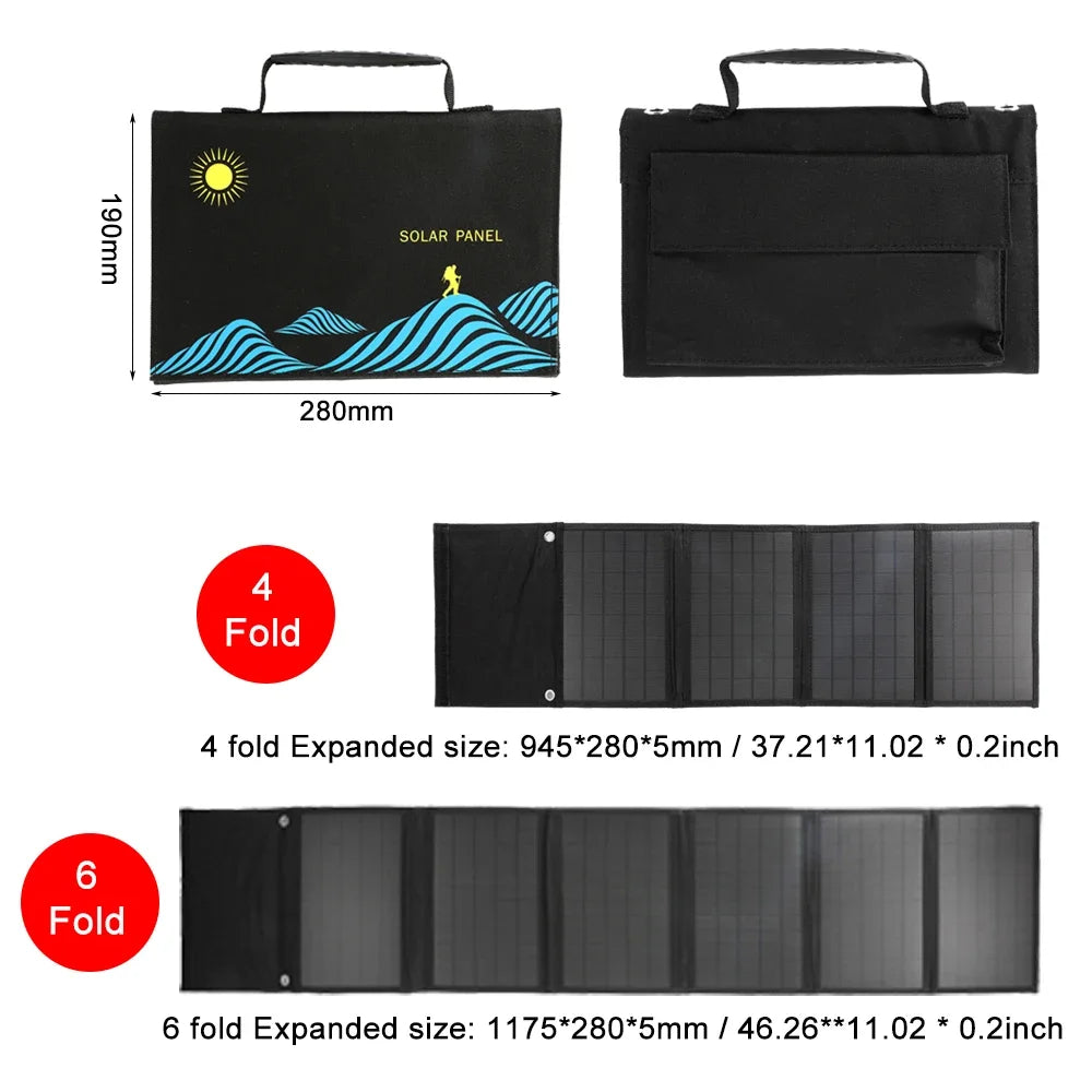 Solar Panel Portable Folding 1000W Bag USB+DC Output Solar Charger Outdoor Power Supply - 54 Energy - Renewable Energy Store