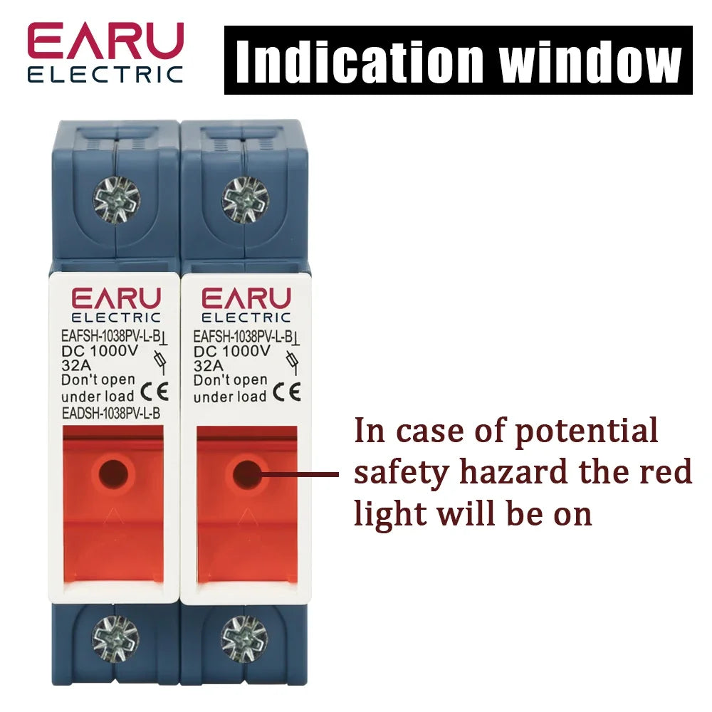 One Set 2P DC Fuse Holder 10*38mm High Voltage Solar PV 1000V 6A-32A Base Photovoltaic System Protection Protector gpV Parallel