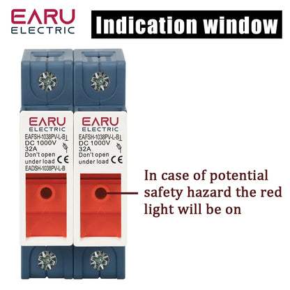 One Set 2P DC Fuse Holder 10*38mm High Voltage Solar PV 1000V 6A-32A Base Photovoltaic System Protection Protector gpV Parallel