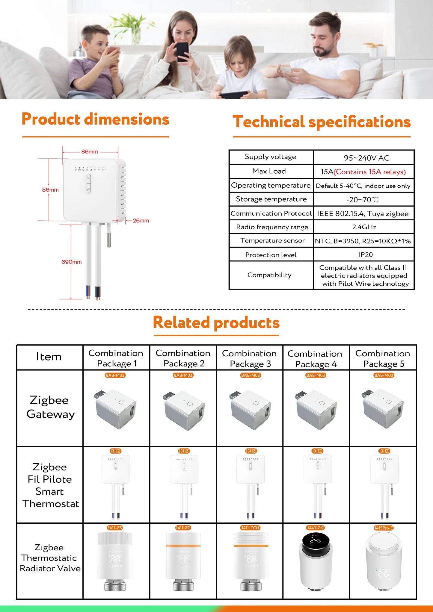 Tuya ZigBee Smart Thermostat For Pilot Wire Heating Radiator Support Ecowatt Electricity Monitoring Remote Control Alexa Google