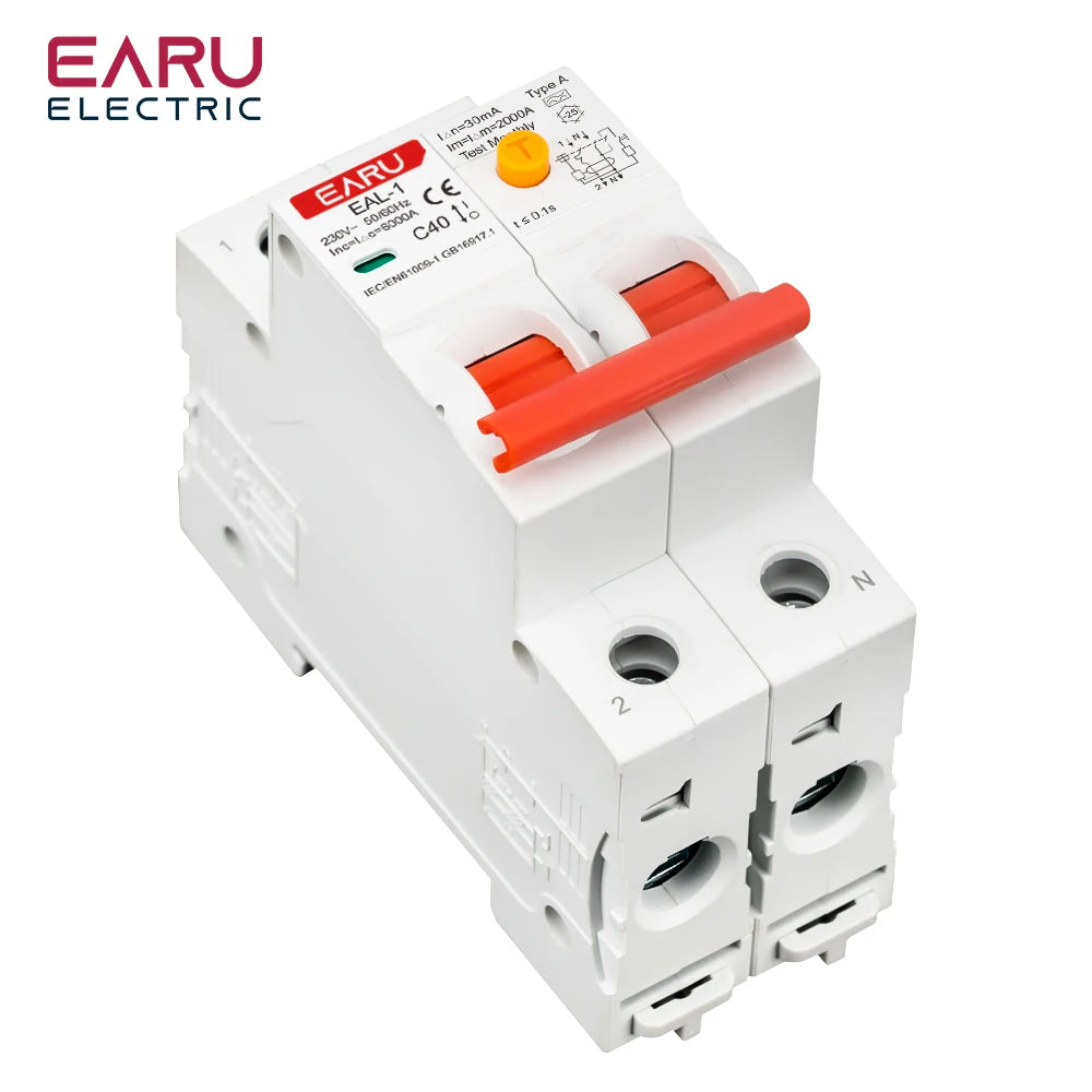 2P 30mA Type AC A B RCBO RCCB MCB Electronic Residual Current Circuit Breaker Over Short Current Leakage Protection EV Charger