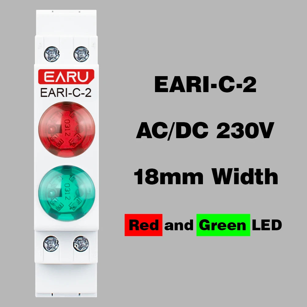 18mm Rail Indicator Light AC DC 220V 230V LED Dual Color Signal Light Tri Color Indicator Light 50/60Hz Light Red Green Blue