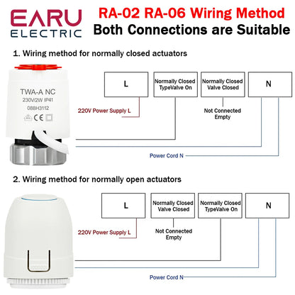 Floor Heating Valve NC AC 230V M30*1.5mm Electric Thermal Actuator Manifold For Underfloor Heating TRV Thermostatic Radiator