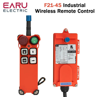 12V 24V 110V 220V 380V Channel Industrial Wireless Radio Remote Controller Switch Crane Hoist 1 Receiver+ 1 Transmitter F21-4S