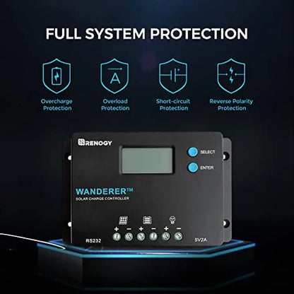 100W 12V Solar Starter Kit w/Wanderer 10A Charger Controller