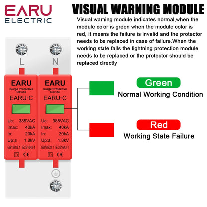 AC 385V SPD 1P 2P 3P 4P 20KA 30KA 40KA 60KA House Lightning Surge Protector Protective Solar PV Low-Voltage Arrester Device