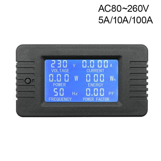 PZEM 5A 10A 100A Battery Capacity Tester AC80-260V 6in1 Voltage Current Power Capacity Meter Resistance Frequency Meter