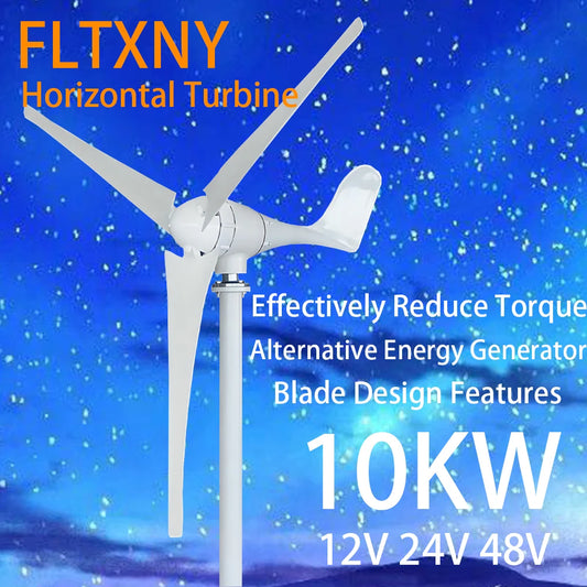 Wind Turbine Generator 10000W 12V 24V 48V 220V DC 3 Blades With MPPT Controller System Portable Windmills Renewable Energy
