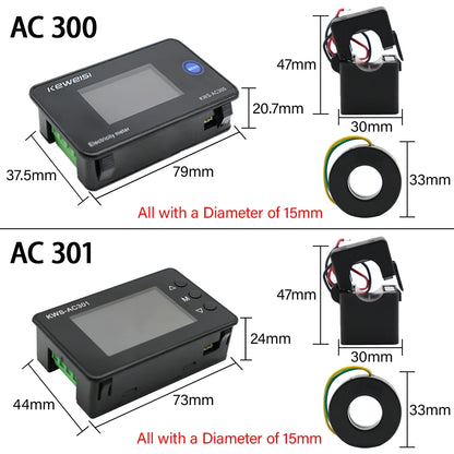 KWS-AC301 AC300 Voltmeter Ammeter AC 50-300V Power Energy Meter Digital AC Wattmeter Electricity Meter 0-20/100A Power Detecor