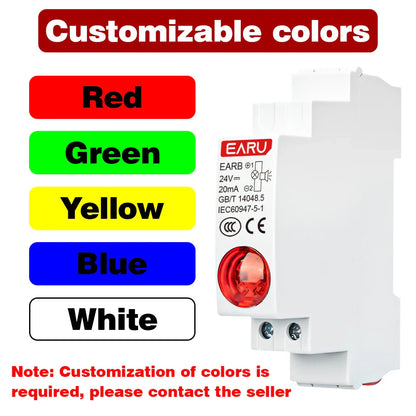 18MM Din Rail Mount LED Signal Lamp Audible and Visual Buzzers Series AC 230V DC 24V Indicating Indication Pilot Lights Red
