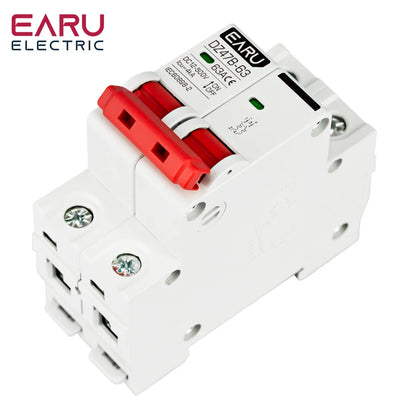 2P DC MCB 12V 24V 48V 500V Circuit Breaker Battery Car Protector DZ47 Positive Negative Pole Rotection  Protect Switch Isolator