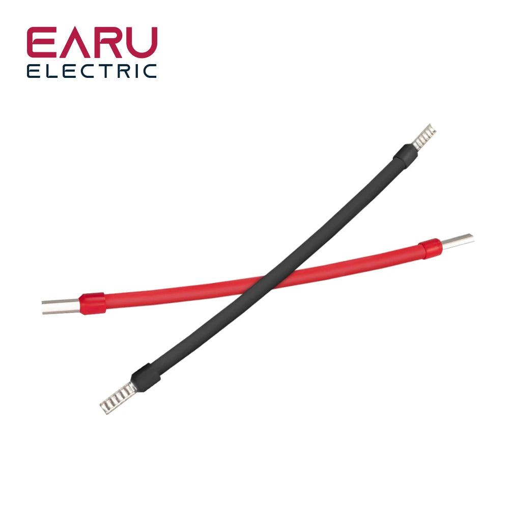 10 Pairs Red Black 15CM 2.5mm² 14AWG Photovoltaic PV Solar Cable Wire with E6012 Terminals for Solar Power Combiner Box Wiring