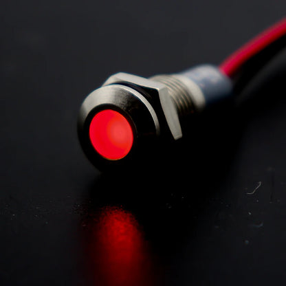 6mm 8mm 10mm 12mm 14mm Warning LED Metal Indicator Light Pilot Wires Switch Waterproof IP65 Signal Lamp 5/12/24/220V Red Green