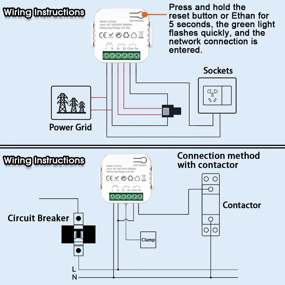 eWeLink Smart WiFi Power Energy Meter with CT Clamp AC 110V 220V Timer Relay Switch kWh Voltage Current Protector Remote Control