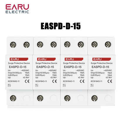 T1 Power Surge Protective Device SPD Arrester Low Voltage House 2P 3P 4P Surge Voltage Protection AC 420V 12.5KA 15KA 25KA