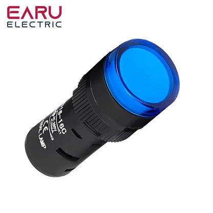 16MM Panel LED Power Electronic Indicator Pilot Signal Light Lamp AC DC 12V 24V 110V 220V 380V Red Green Yellow Blue White LED
