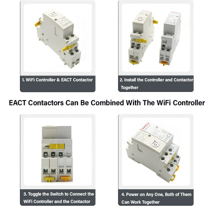 100-240V 2A AC Din Rail WiFi Auxiliary Contactor Controller Timer Work with Modular Contactor eWeLink APP Alexa Google Assistant