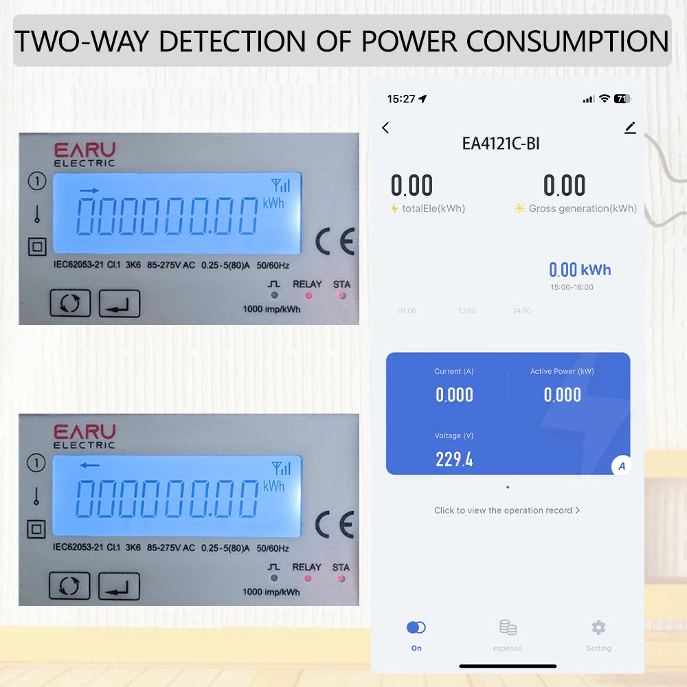 Tuya Wifi Zigbee 110V 220V 80A Smart Single Phase Two-way Bidirectional Energy Meter Timer Power Consumption Monitor KWh Meter