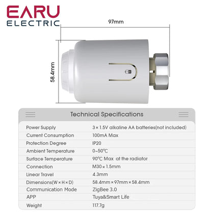 Tuya Smart ZigBee Thermostat Radiator TRV Programmable Thermostatic Actuator Heating Remote Temperature Controller Alexa Google