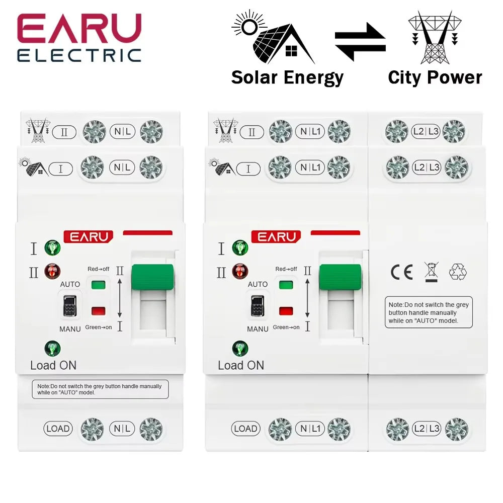 2P 4P 80A AC 230V 110V Mini ATS Solar PV Dual Power Automatic Transfer Switches Electrical Selector Switch Uninterrupted Power