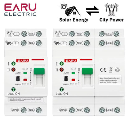 2P 4P 80A AC 230V 110V Mini ATS Solar PV Dual Power Automatic Transfer Switches Electrical Selector Switch Uninterrupted Power