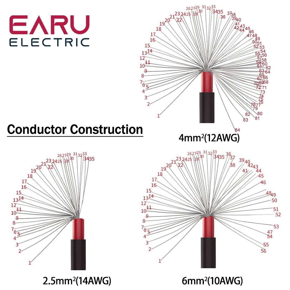 10 Pairs Red Black 15CM 2.5mm² 14AWG Photovoltaic PV Solar Cable Wire with E6012 Terminals for Solar Power Combiner Box Wiring