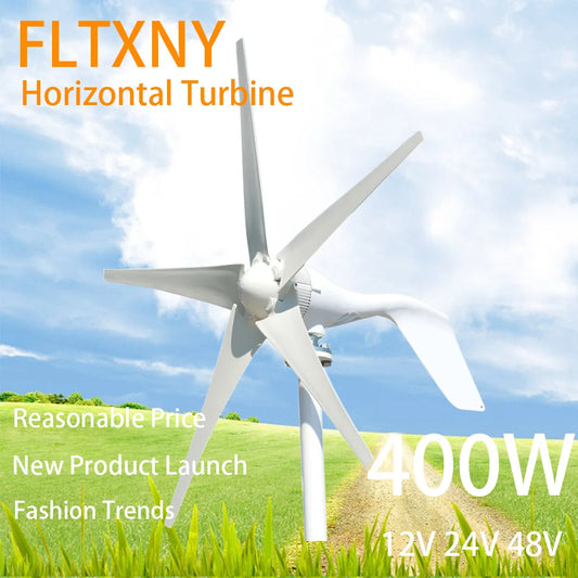 Alternative Energieerzeuge 400W Horizontal Wind Turbine Generator New Energy 12V 24V Windmill With MPPT Charge Controller