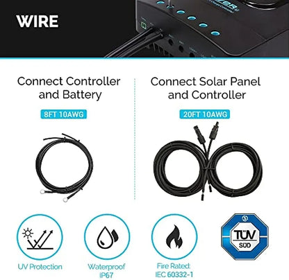 Solar 20A MPPT Charge Controller/Mounting Z Brackets/Tray Cable/Adaptor Kit