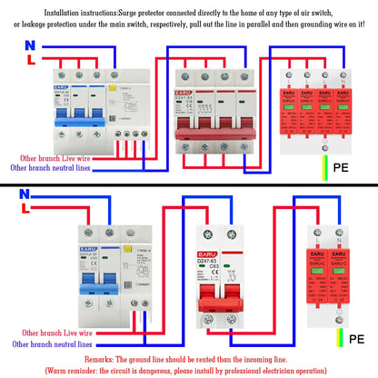 AC 385V SPD 1P 2P 3P 4P 20KA 30KA 40KA 60KA House Lightning Surge Protector Protective Solar PV Low-Voltage Arrester Device