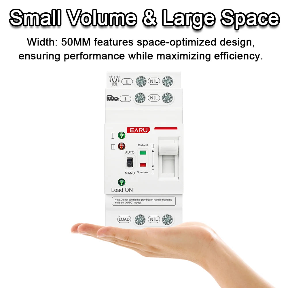 2P 80A AC 230V 50/60Hz ATS Mini Automatic Transfer Switch Dual Power Electrical Selector Switches Uninterrupted Power Din Rail
