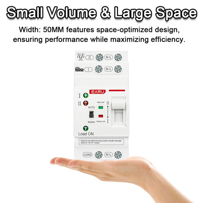 2P 80A AC 230V 50/60Hz ATS Mini Automatic Transfer Switch Dual Power Electrical Selector Switches Uninterrupted Power Din Rail