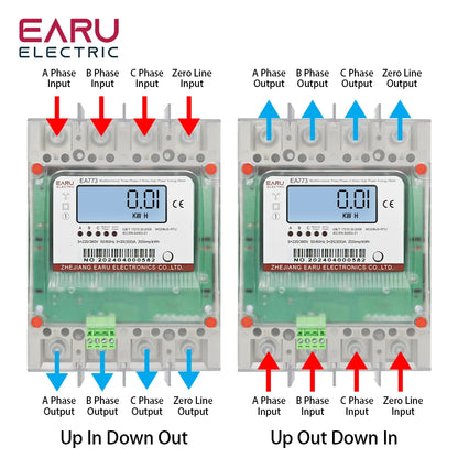 Three Phase 4 Wires 300A 3*220V/380V Multifunctional Direct Wiring High Load Power Energy Meter Monitor Backlight Display RS485