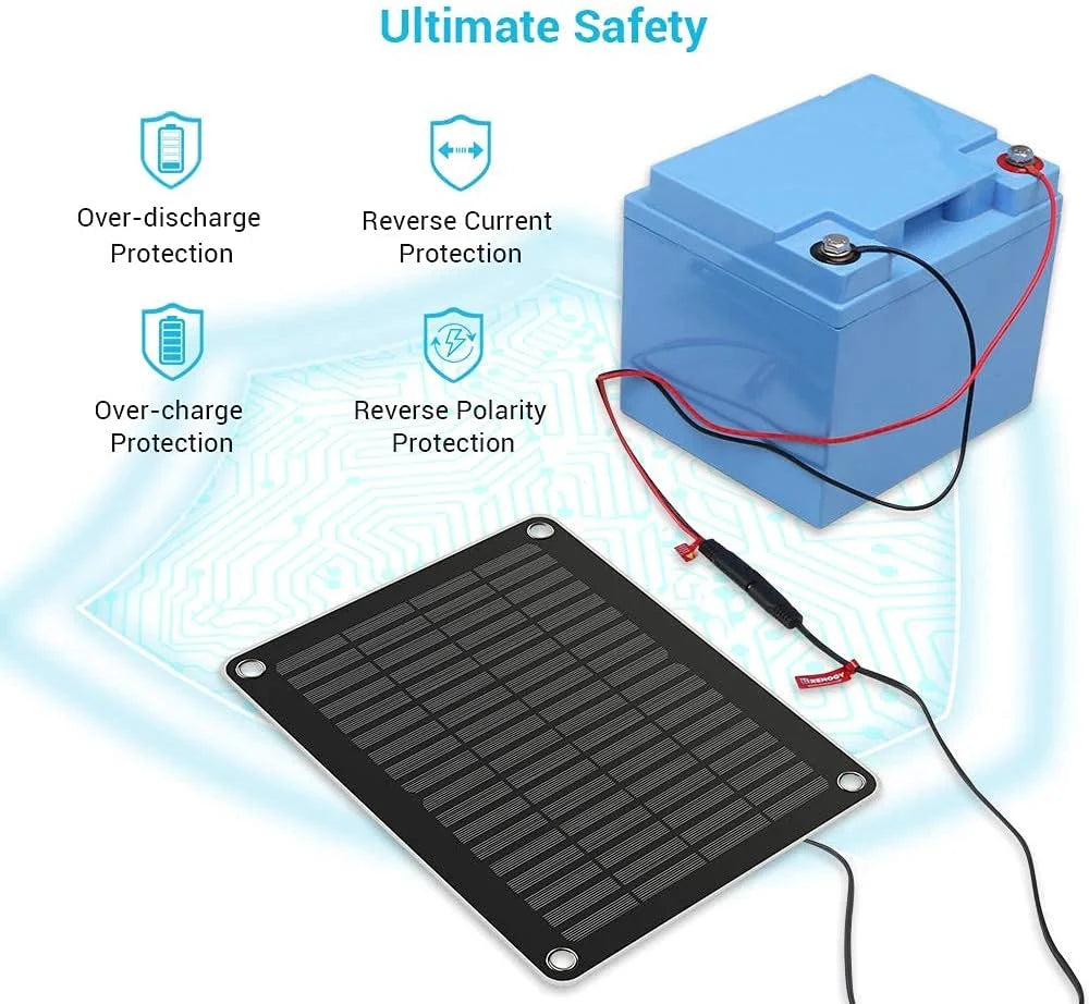 5 Watts Portable Solar Battery Charger Maintainer, Backup for Car Boat