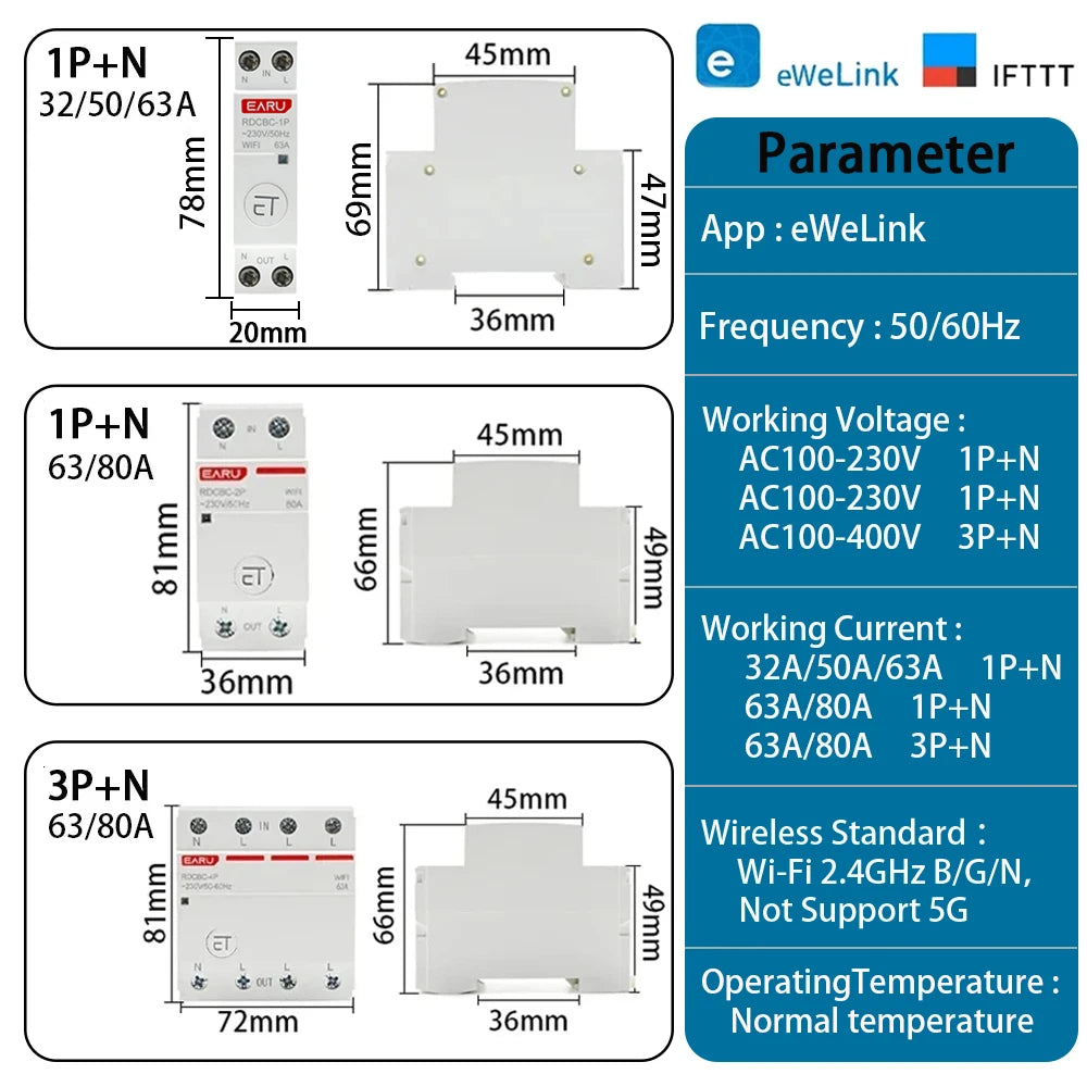 WIFI Circuit Breaker Smart Time Timer Breaker Relay Switch Voice Remote Control by Tuya eWeLink APP Smart House Alexa Google Hom