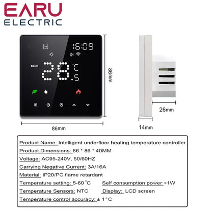 Tuya WiFi Smart Thermostat Electric Floor Heating TRV Water Gas Boiler Temperature Voice Remote Controller for Google Home Alexa