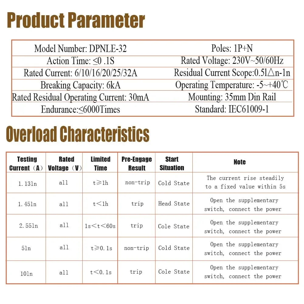 18MM RCBO Type AC Residual Automatic Circuit Breaker 6KA 1P+N 2P 16A 20A 230V With Over Current Leakage Protection 30mA EKL9-40