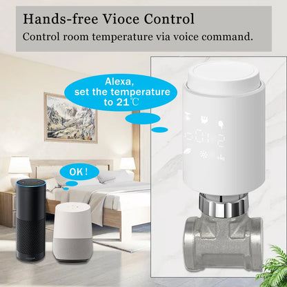 Tuya Smart ZigBee Radiator Actuator TRV Programmable Thermostatic Radiator Valve App Remote Temperature Controller Support Alexa