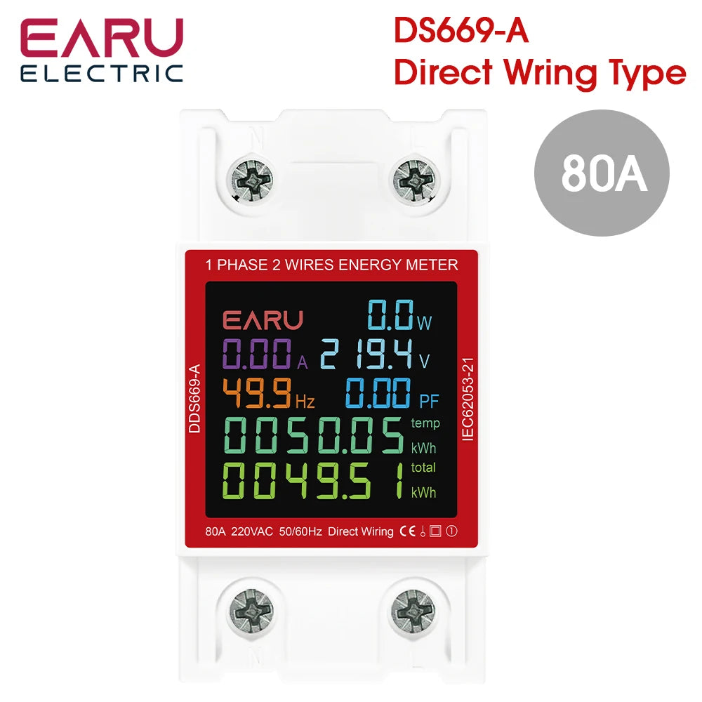 Din Rail AC Monitor 110V 220V Voltage Current Power Factor Active kWh Reset Zero Electric Energy Frequency Meter Voltmeter AMP