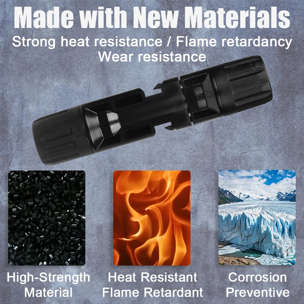 5 Pairs Connectors DC 1000V 30A Panel Branch PV Photovoltaic Wire/Board Terminal Box Inverter IP67 Waterproof and Spanner