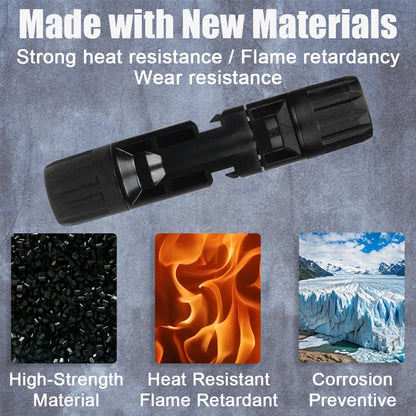 5 Pairs Connectors DC 1000V 30A Panel Branch PV Photovoltaic Wire/Board Terminal Box Inverter IP67 Waterproof and Spanner