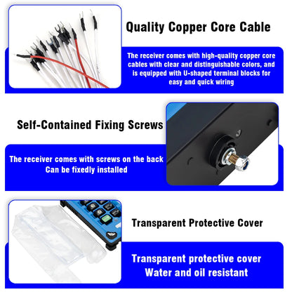 2 Transmitters + 1 Receiver F21-E2B-8 F21Industrial Remote Controller Switches 6 Channels Buttons Keys Direction for Hoist Crane