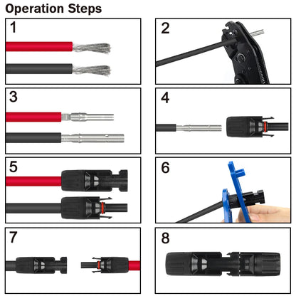 5 Pairs Connectors DC 1000V 30A Panel Branch PV Photovoltaic Wire/Board Terminal Box Inverter IP67 Waterproof and Spanner