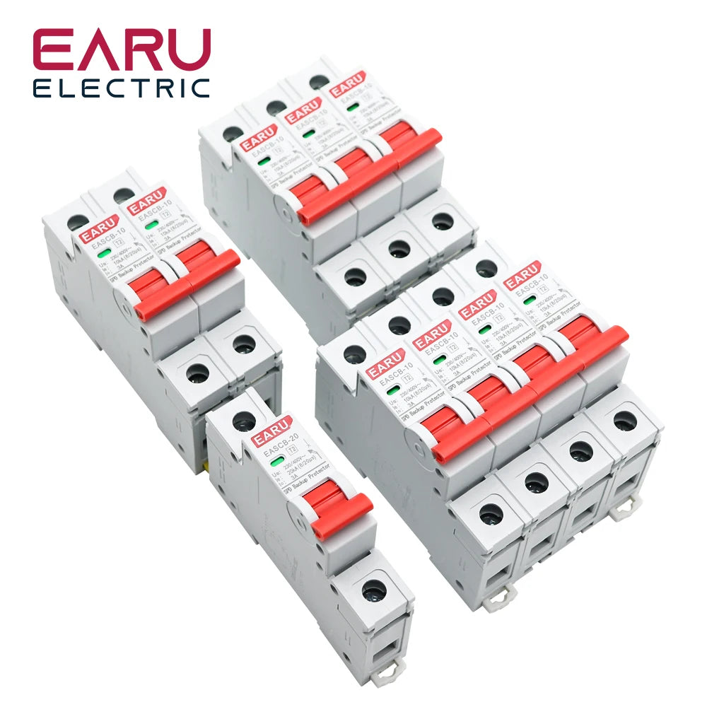 AC SPD Backup Protector T2 Surge Protection Lightning Arrester 230V 400V Surge Protector Din Rail Current Breaker 10kA 20kA 2P