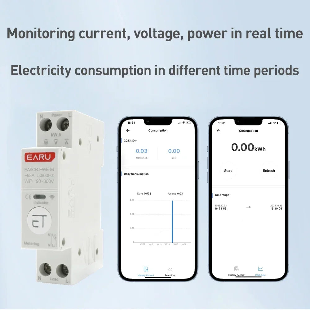 eWeLink WiFi Smart Circuit Breaker MCB 1P 63A Timer Power Energy kWh Voltage Current Meter Protector Voice Remote Control Switch