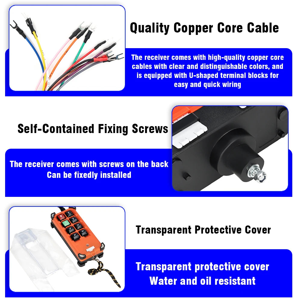 F21-E1B 2 Transmitter + 1 Receiver 220V 380V 110V 12V 24V Industrial Remote Controller Switches Hoist Crane Control Lift Crane