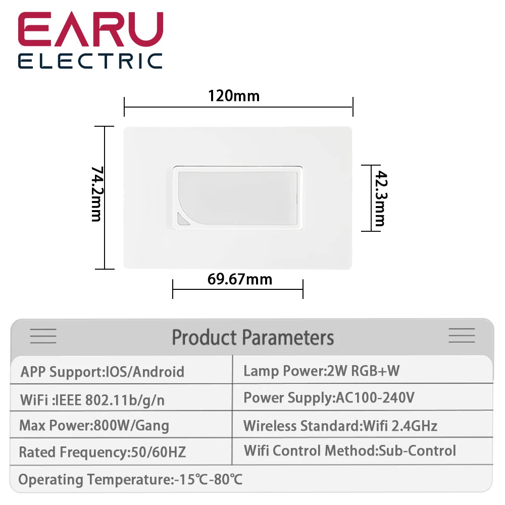 US WiFi Smart Wall Switch Push Button Timer Relay Switch Voice Remote Control RGB LED Night Light Lamp TUYA Alexa Google Home